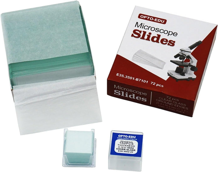 OPTO-EDU E35.3501 Blanko-Mikroskop-Objektträger & 100 Stück quadratische Abdeckglas, Glas, 1