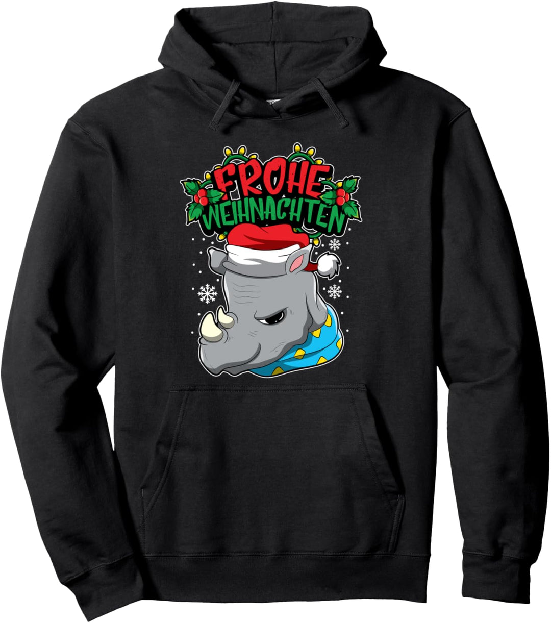 Frohe Weihnachten - Weihnachtstiere - Rhinozeros Nashorn Pullover Hoodie