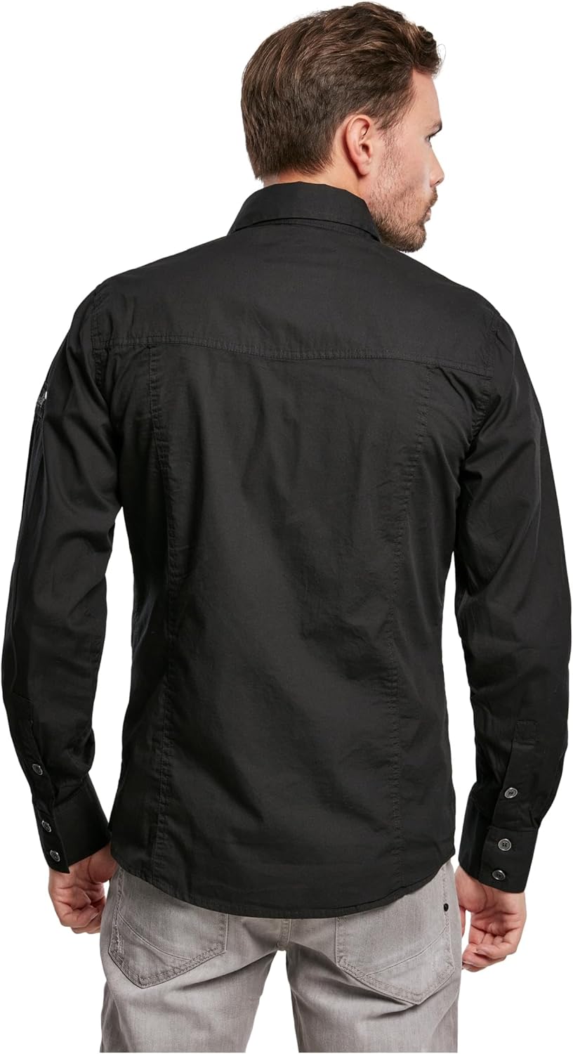 Brandit Men Slim Shirt Herren Hemd 4005 S Schwarz, S Schwarz