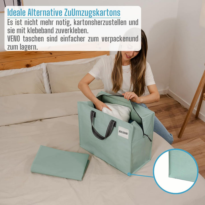 VENO 4 Stück Aufbewahrungstasche und geeignet für Umzug, Aufbewahrungsboxen, Kleideraufbewahrung, Un