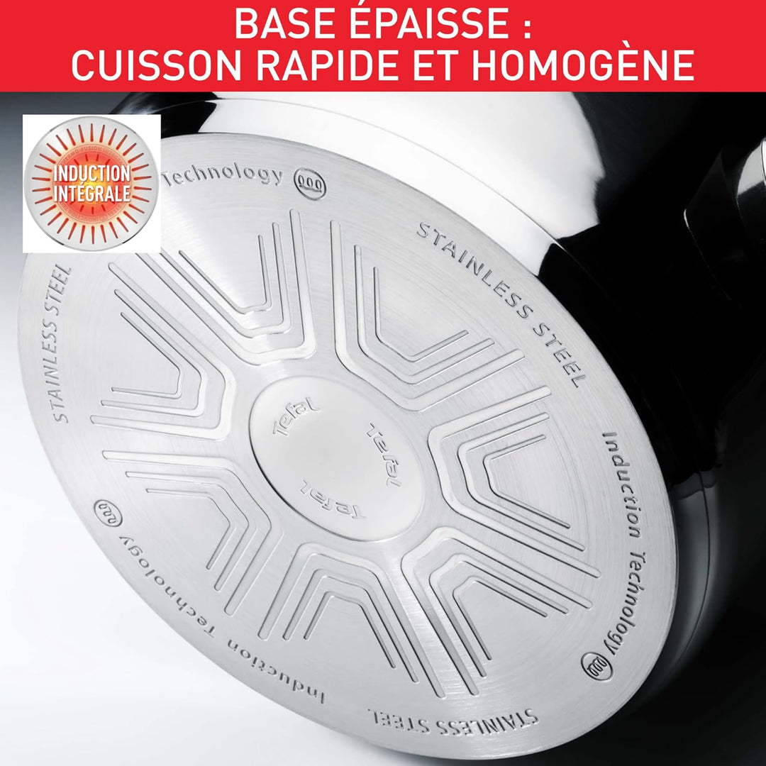 Tefal Comfort Max C9732304 Edelstahl-Kochtopf mit Glasdeckel, langlebiges Kochgeschirr für gesundes