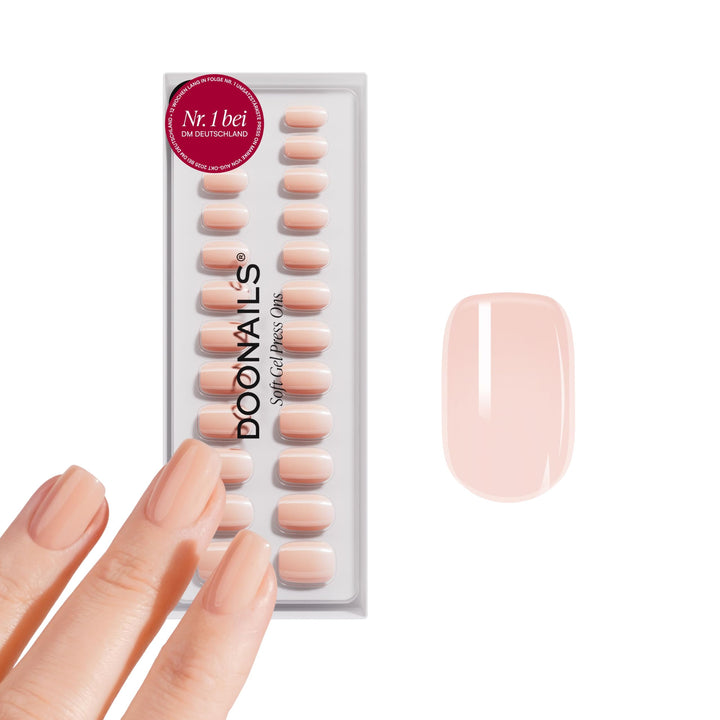 DOONAILS Soft Gel Press On Nails 30er Set Latte Short Square Form Beige Nägel zum Aufkleben Full Cov