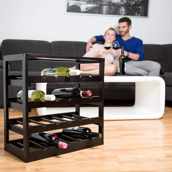 Relaxdays Weinregal aus Holz H x B x T: ca. 52 x 52 x 25 cm robustes Flaschenregal für Wein Weinflas