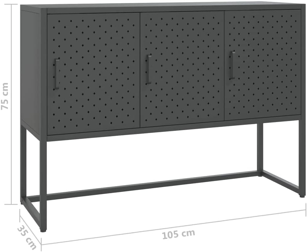 vidaXL Sideboard 3 Türen Kommode Anrichte Beistellschrank Schrank Mehrzweckschrank Standschrank Stah