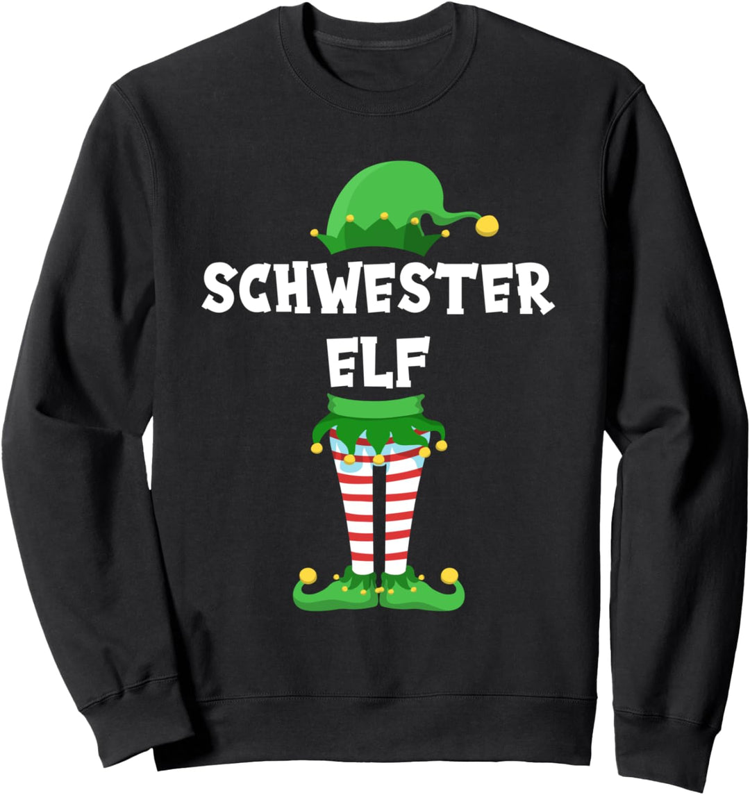 Schwester Elfe Partnerlook Familien Outfit Weihnachten Sweatshirt