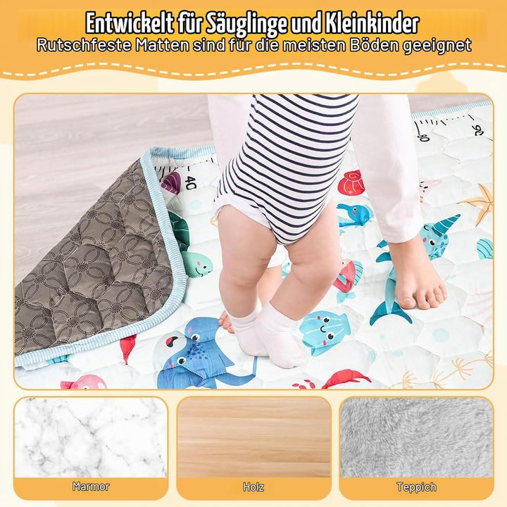 Baby Spielmatte, 127x127 cm Baby Krabbelmatte, Baby Faltbare Spielmatte, Krabbeldecke für Baby, Klei