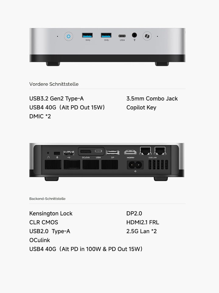 MINIS FORUM AI X1 Pro Mini PC, AMD Ryzen AI 9 HX370 (12 Kerne/24 Threads, bis zu 5,1 GHz) und AMD Ra