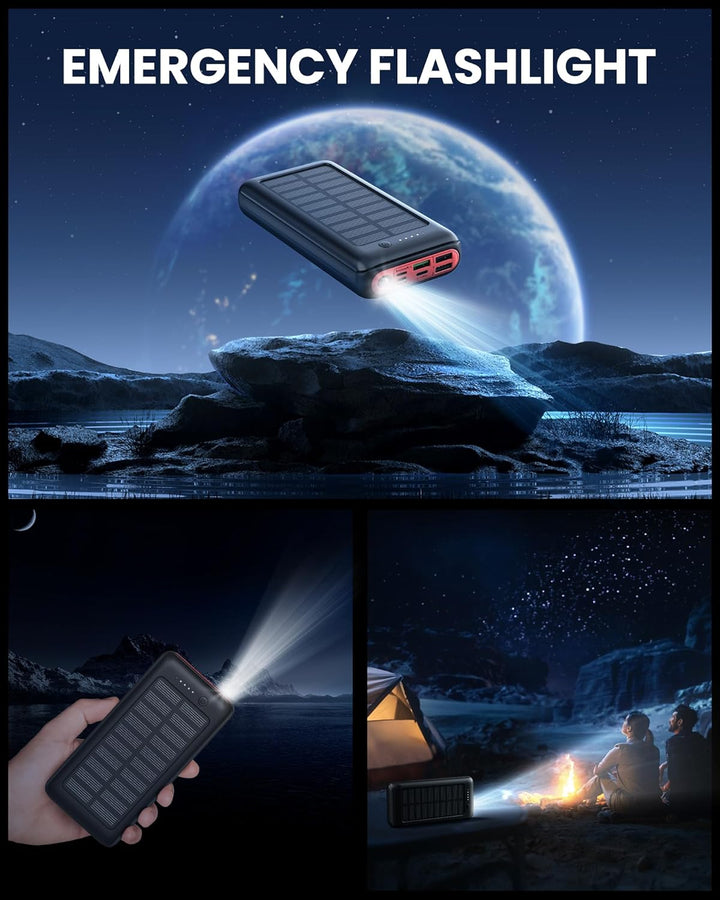 Solar Powerbank 27000mAh 22,5W PD20W Power Bank Schnell Aufladende, USB C Tragbares Ladegerät für iP