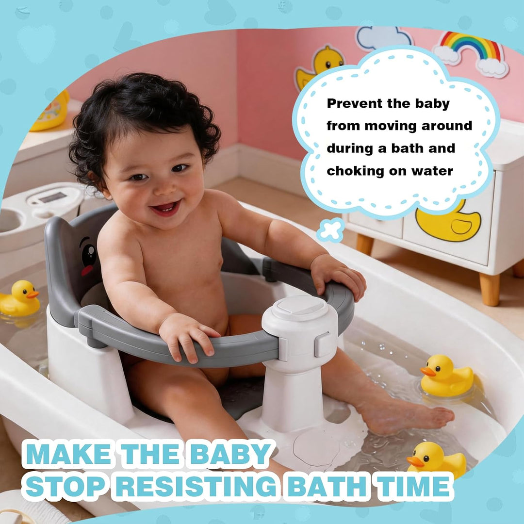 Baby Badewannensitz ab 6 Monate, Rutschfester Badesitz mit Saugnäpfen, Sicherer Sitz für Badewanne &