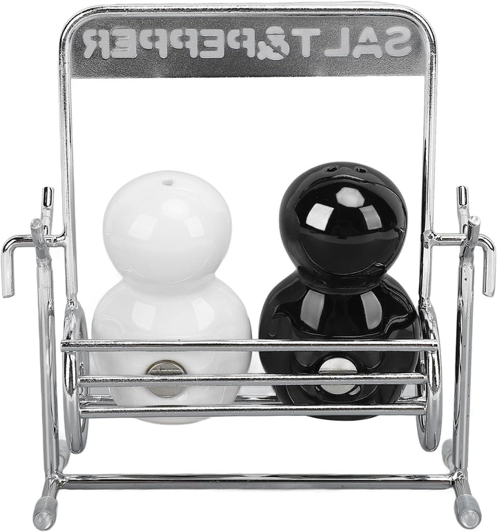 2 Stück Salz und Pfeffer Spender, Schwarz-Weiss Pfeffer- und Salzstreuer-Set mit Schwingfiguren Nied