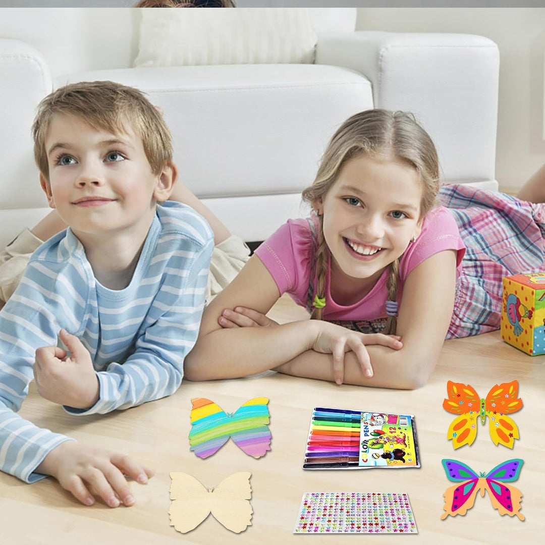 Schmetterling Bastelset, 40 Stück Schmetterlinge Holz Kindergeburtstag Basteln, Schmetterlinge Deko