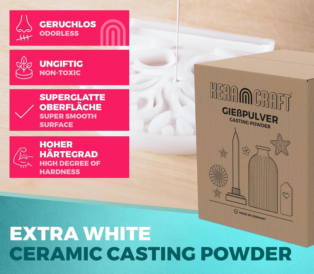 Keracraft Giesspulver weiss 20kg - Reliefgiesspulver weiss für kreative Projekte 20KG (1er Pack), 20