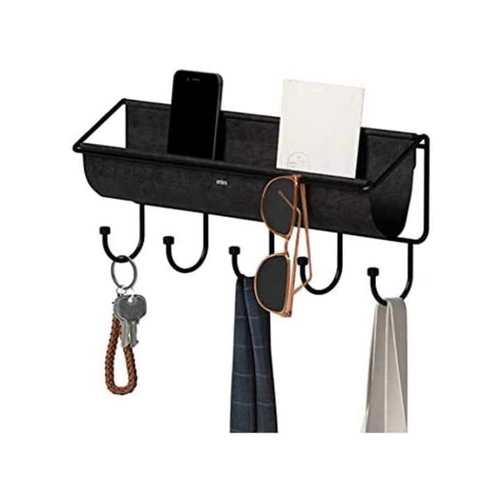 Umbra Hammock Wandablage mit Haken, Stoff, Schwarz, 41.5 x 18 x 8.5 cm, Schwarz