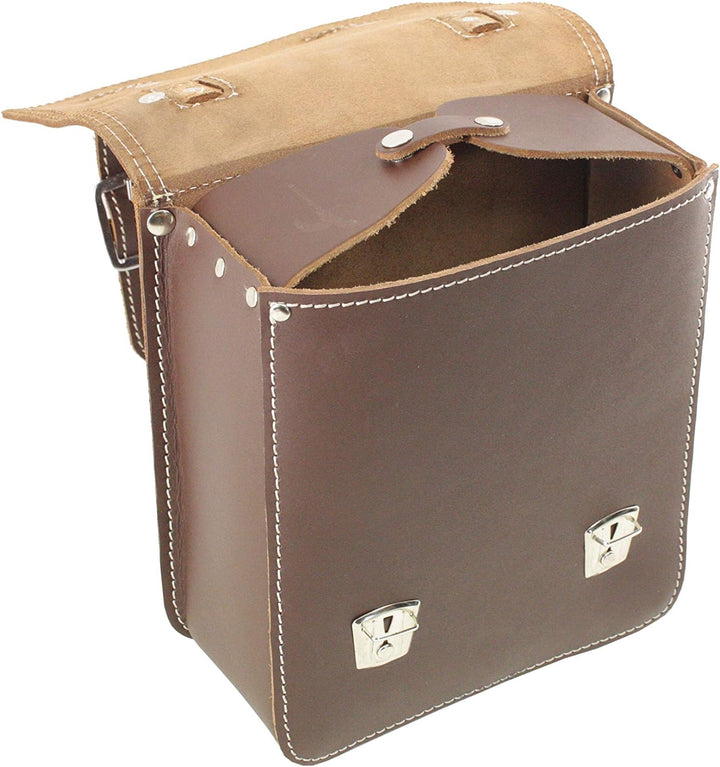 made4bikers Kleine Leder-Hecktasche mit Schnellverschluss-Gepäckträgertasche, braun, passend für Sim