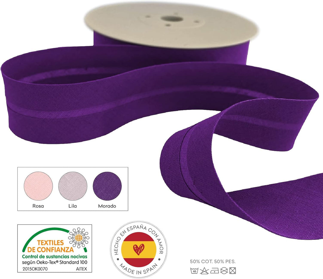 TEXTEX = 30 mm Breites Schrägband. 50% Baumwolle und 50% Polyester. Packung mit 3 Stück à 10 m - (Ro