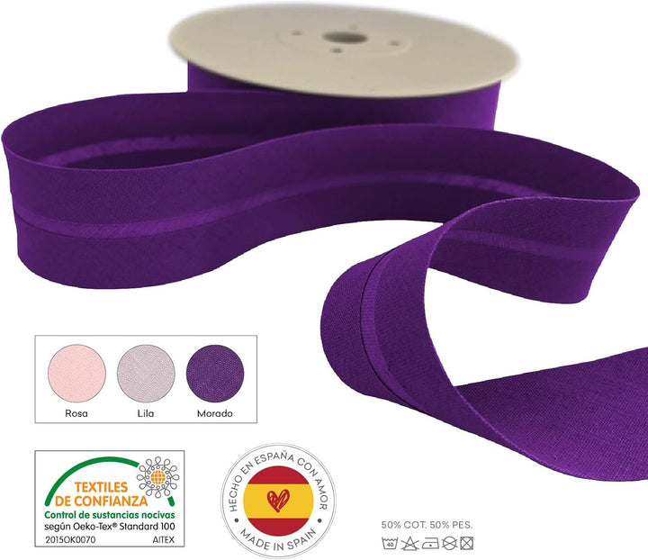 TEXTEX = 30 mm Breites Schrägband. 50% Baumwolle und 50% Polyester. Packung mit 3 Stück à 10 m - (Ro