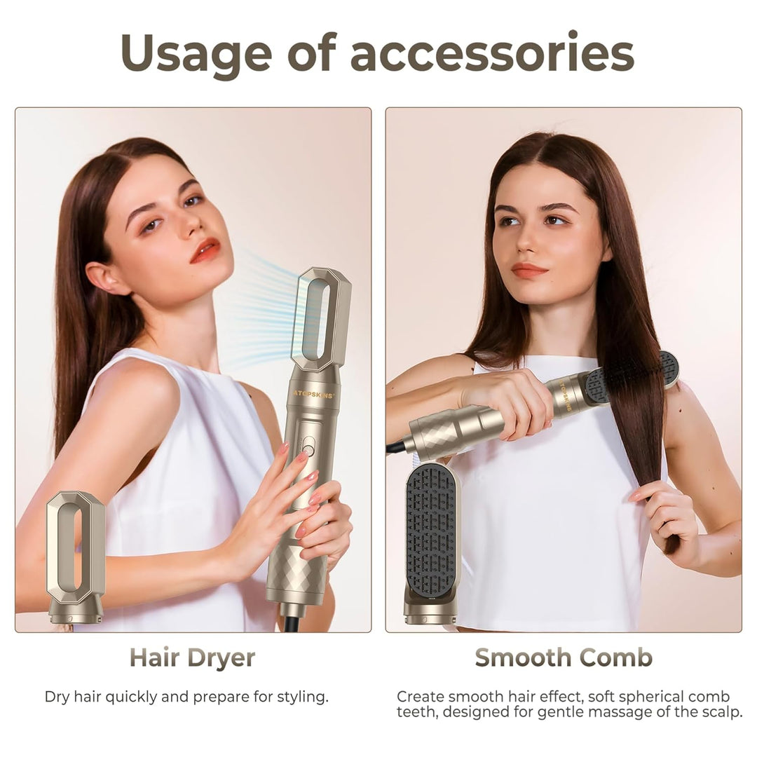Airstyler Warmluftbürste Set für Alle Haartypen, Hair Styler set 6 in 1 mit Haartrockner Föhn,Luftst