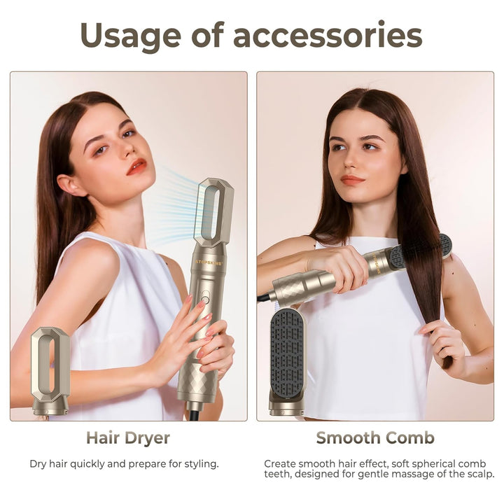 Airstyler Warmluftbürste Set für Alle Haartypen, Hair Styler set 6 in 1 mit Haartrockner Föhn,Luftst