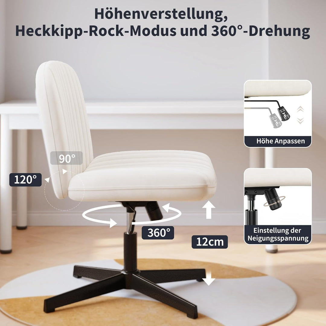 naspaluro Bürostuhl Ohne Armlehnen, Schreibtischstuhl mit Stoffbezug, Lesesessel mit Breiterem Polst