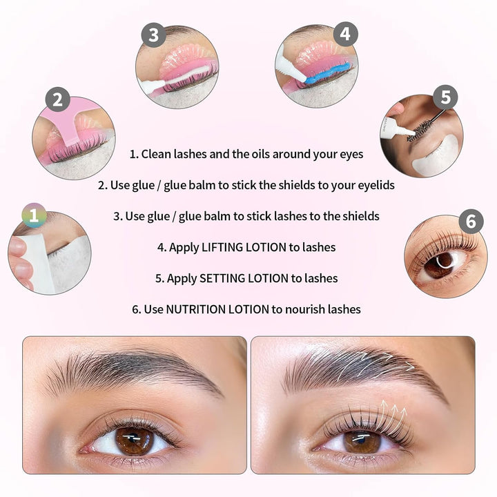 PERMANIA Wimpernlifting Set - Korean Lash Lift, Verbessertes Wimpernwelle und Augenbrauen Lifting Se