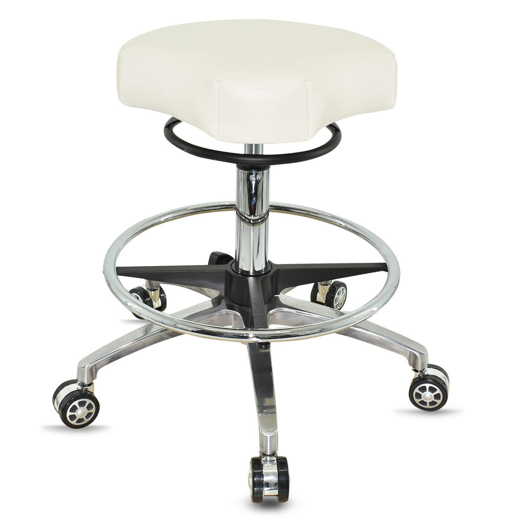 Design ergonomischer Rollhocker auf hochwertigen Rollen Weiss - Höhenverstellbarer von 55 bis 75 cm