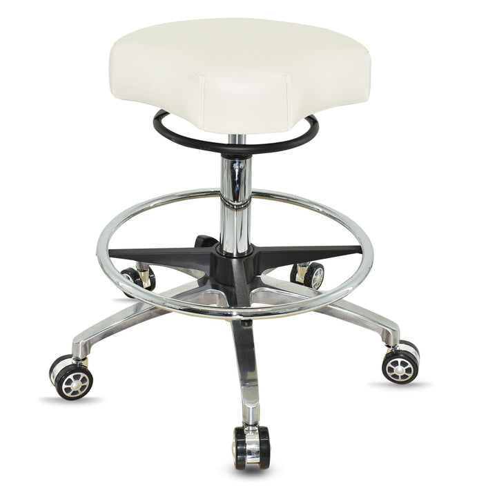 Design ergonomischer Rollhocker auf hochwertigen Rollen Weiss - Höhenverstellbarer von 55 bis 75 cm
