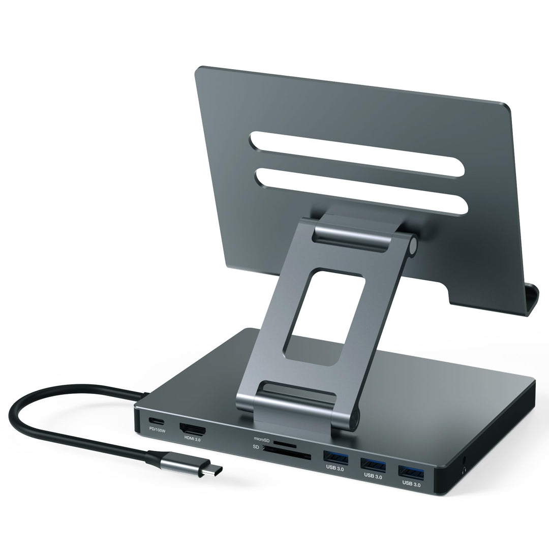iPad Pro USB C Hub Stand, Adapter for iPad Pro M5 M3 M4 13 12.9 11 Inch iPad Air Docking Station 4K