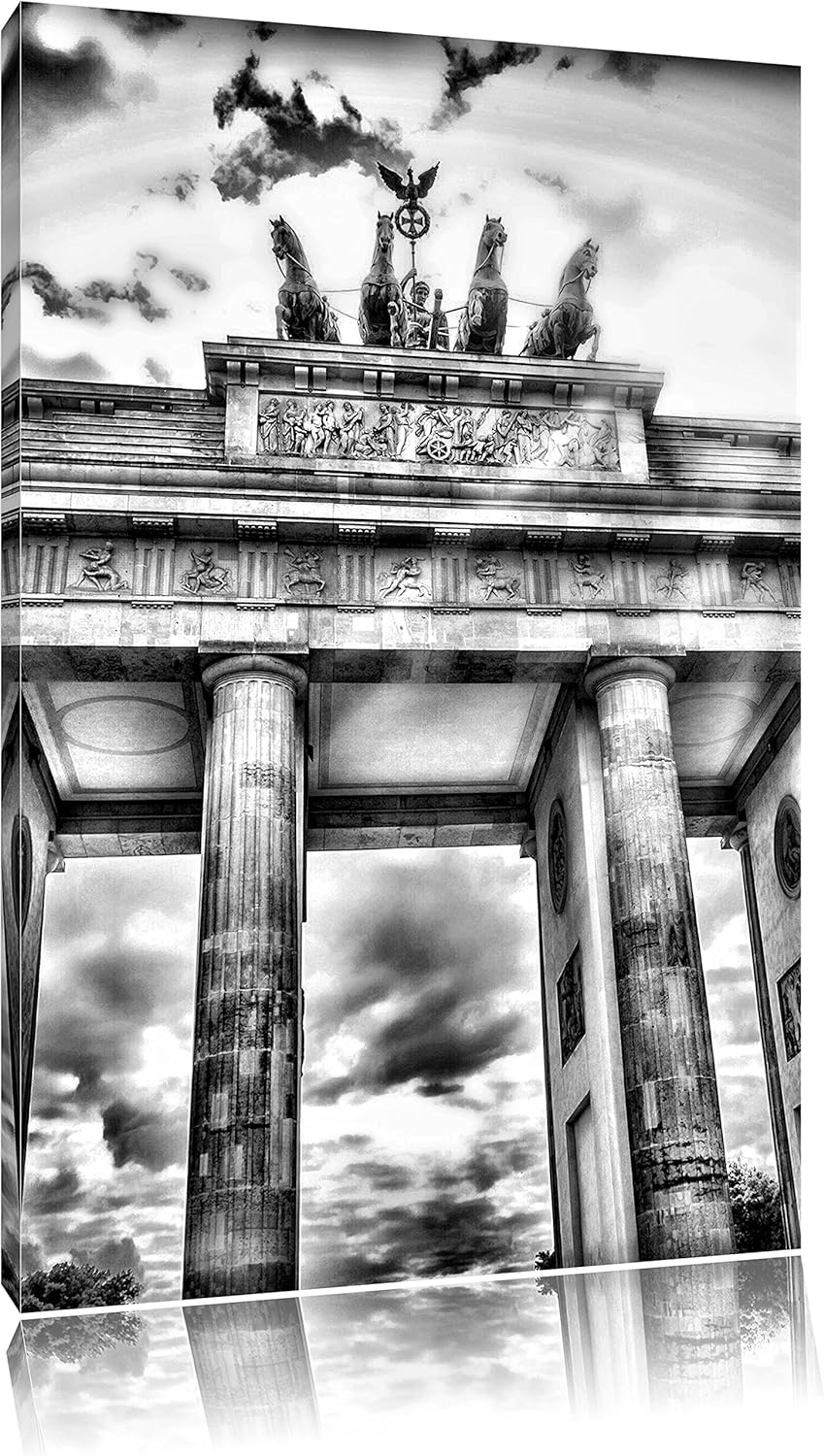 Pixxprint Brandenburger Tor Berlin / 100x70cm Leinwandbild bespannt auf Holzrahmen/Wandbild Kunstdru