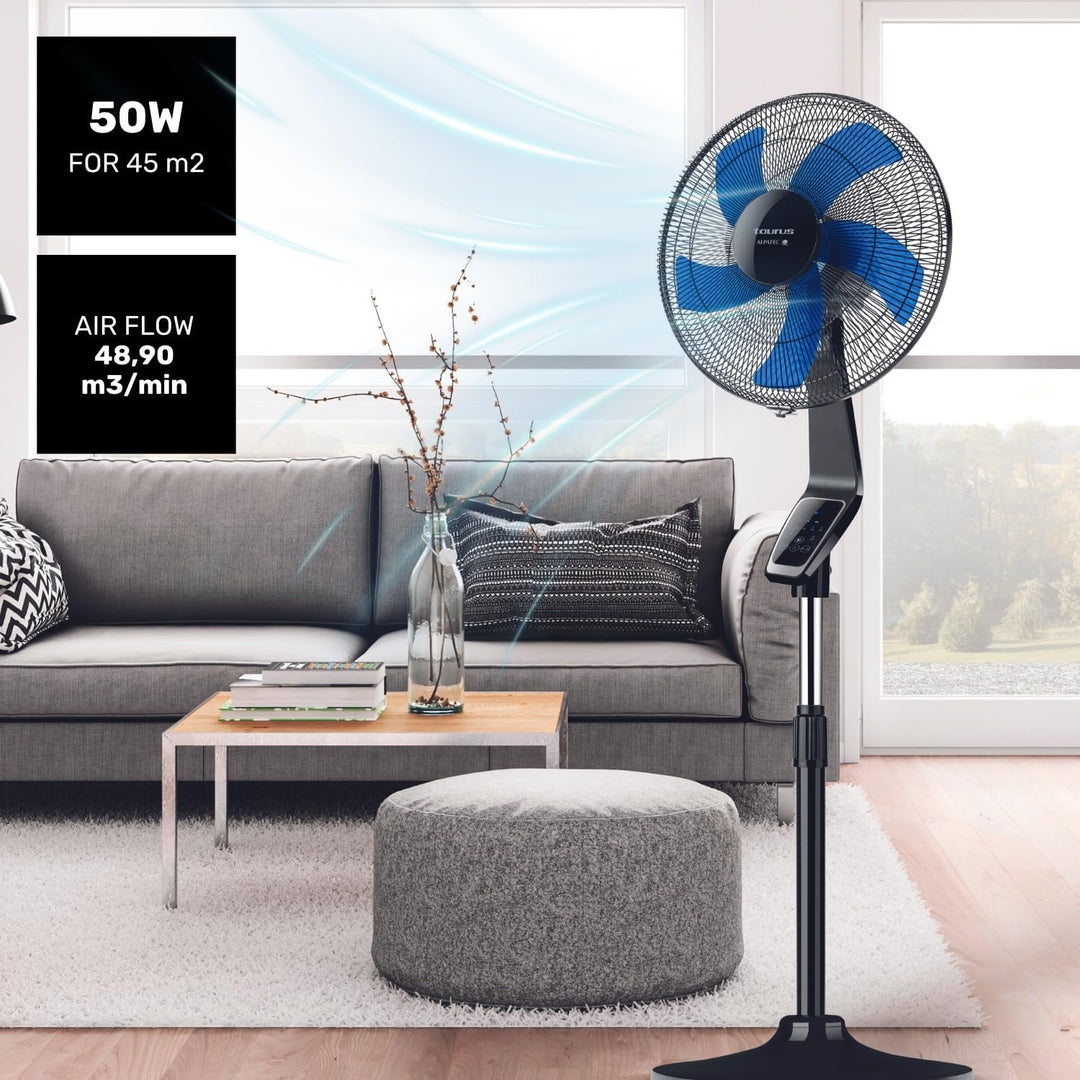 Taurus Boreal 16CR Digitaler Standventilator, Höhe bis 130 cm, 5 Flügel, Durchmesser 40 cm, 3 Geschw