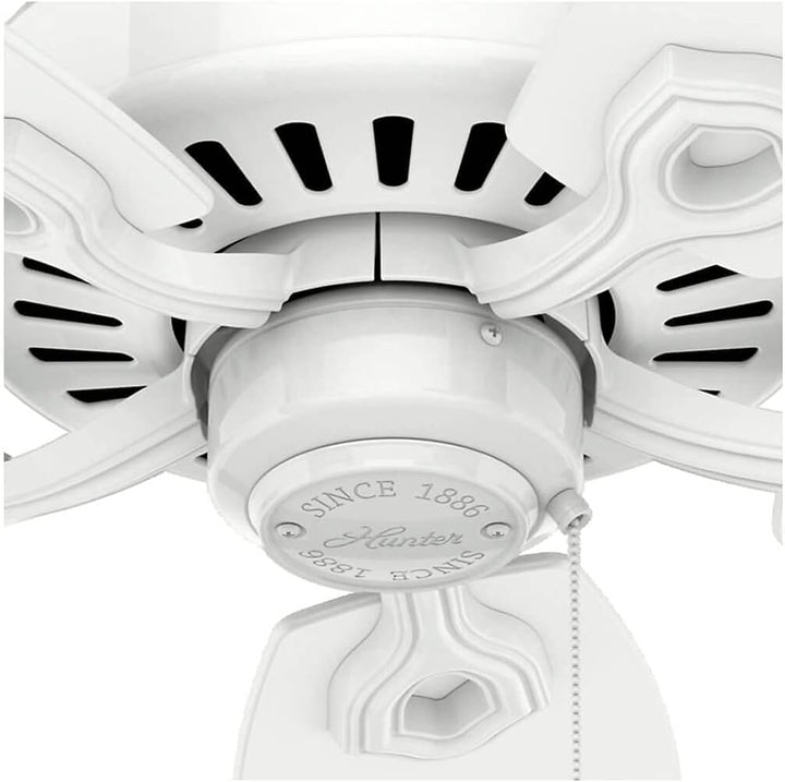 HUNTER FAN Deckenventilator Builder Elite 132 cm für den Innenbereich, mit Zugschalter, Schneeweiss,
