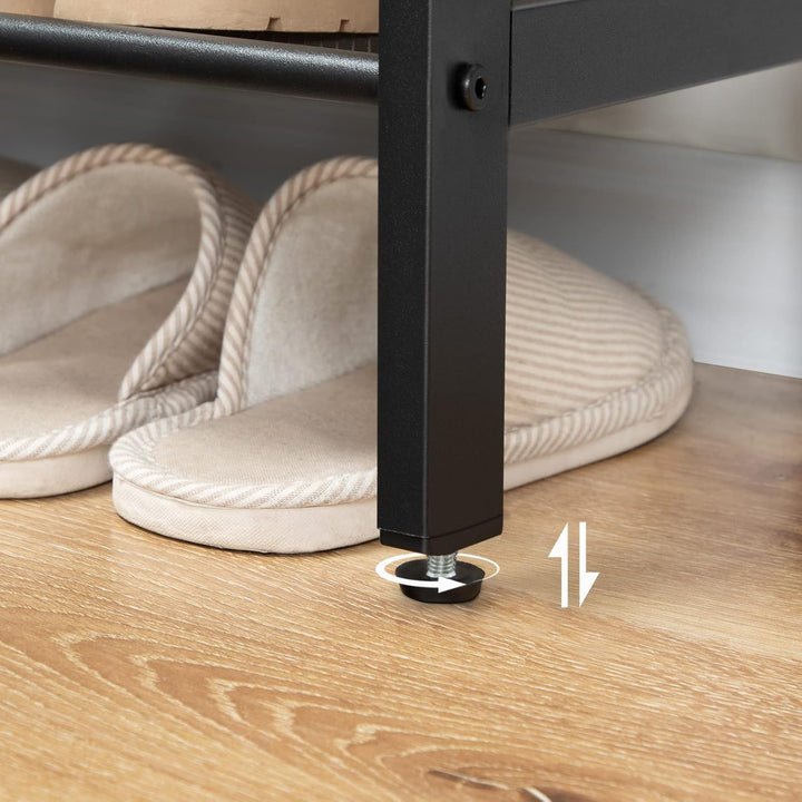 HOOBRO 4 Ebenen Schuhregal, Schuhablage mit flach oder abgewinkelt, Schuhbank mit 3 Gitter-Ablagen,