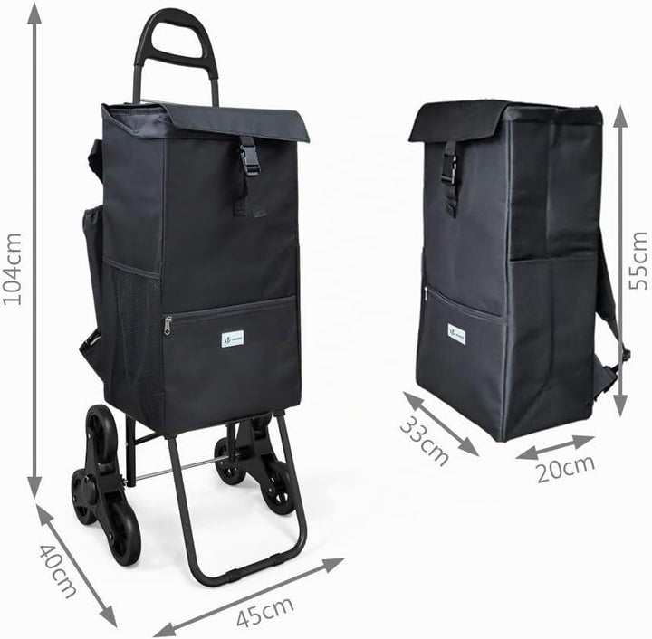 VOUNOT Einkaufstrolley Treppensteiger mit Kühlfach, Einkaufswagen Klappbar mit 3 Räder, 40 L, 40 L