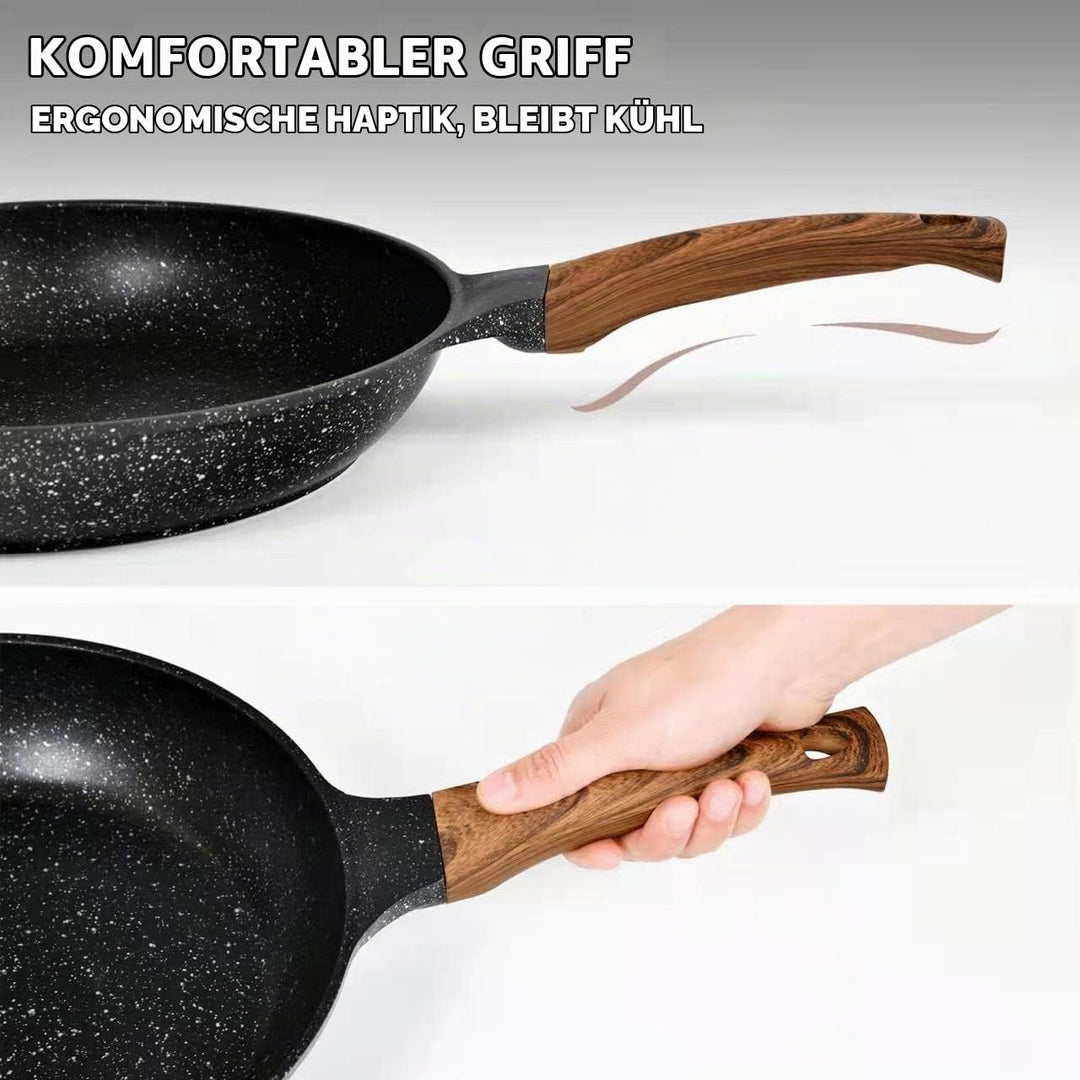 diig Antihaft Pfanne 28cm, Bratpfanne Flachpfanne mit Deckel, Aluminium Gusspfanne, anthrazit Marble