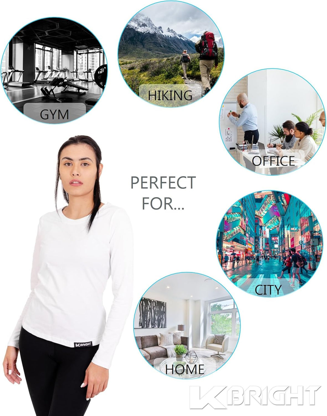 K-BRIGHT Langarmshirt Damen Langarm Nachhaltig Bio Baumwolle Damen Oberteil Sommer Sportshirt Funkti