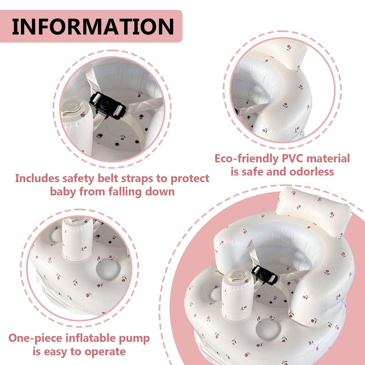 Aufblasbarer Baby-Sitz für Babys ab 3 Monaten, Baby Seat, Baby Sitzhilfe mit Gurtzeug y Sofasitz Bod