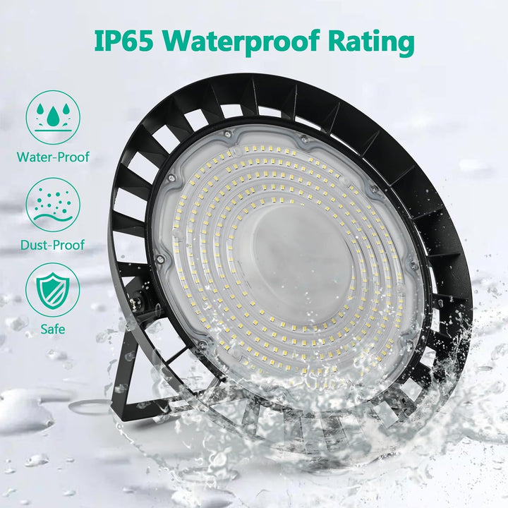 300W UFO LED Industrielampe Hallenstrahler, 6000K Kaltweiss Hallenbeleuchtung Abstrahlwinkel 120°, I
