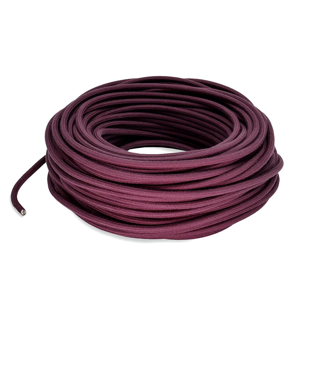 LaMorell LightDesign Textilkabel für Lampe, Stoffkabel 3-adrig (3x0,75mm²) - Rot Wein. Made in Italy