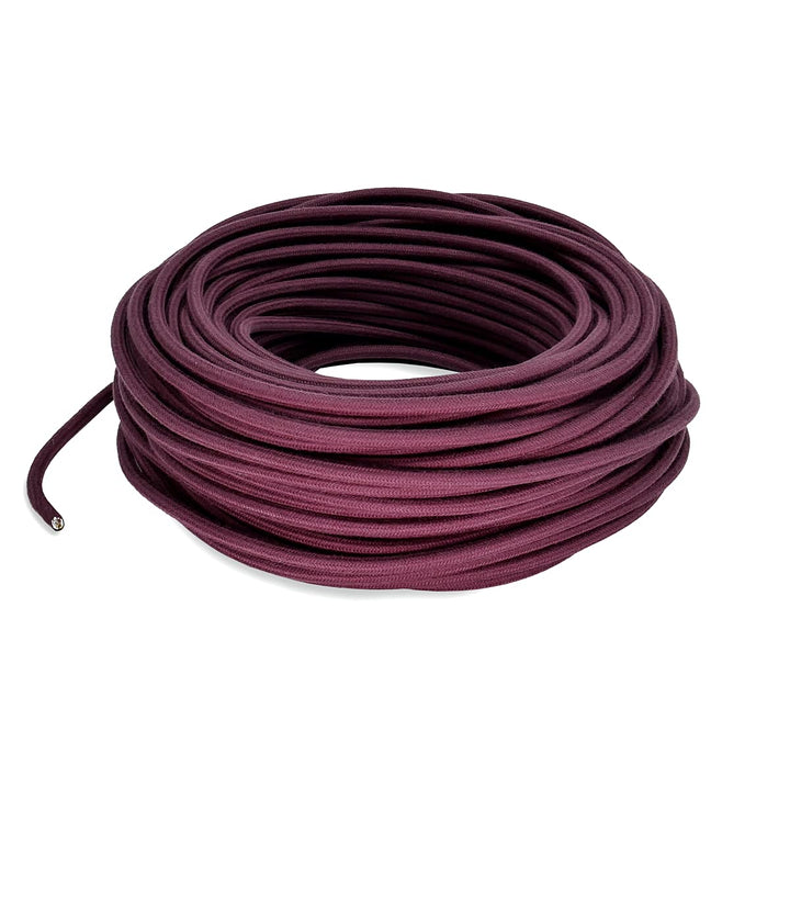 LaMorell LightDesign Textilkabel für Lampe, Stoffkabel 3-adrig (3x0,75mm²) - Rot Wein. Made in Italy
