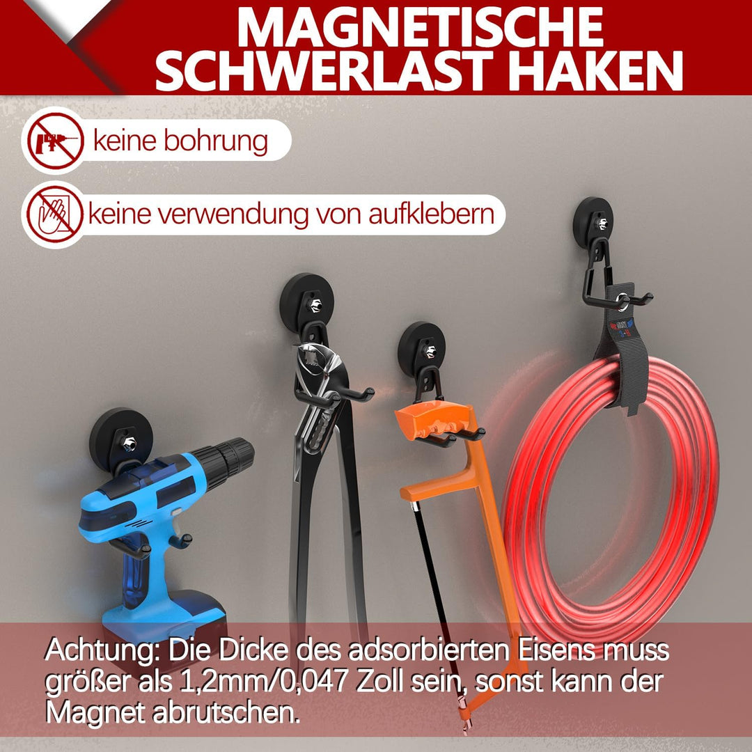 3-H 2 Stück Magnetische Haken Sehr Stark Magnethaken 66mm Magnetfuss Garagehaken Doppelhaken für Ger