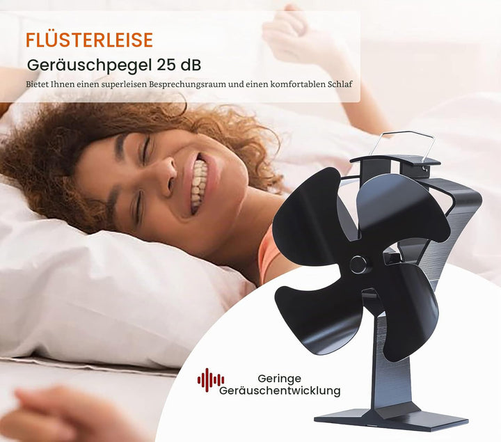 Kaminventilator Ofenventilator Stromlos Wärmebetriebener Ofenventilator für Holzofen/Pelletofen/Kami