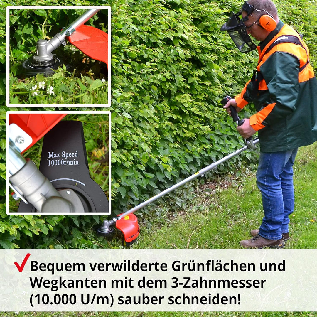 HECHT Benzin Freischneider Motorsense mit 2-Takt-Motor mit 2 PS – 43 cm und 25,5 cm Schnittkreis – i