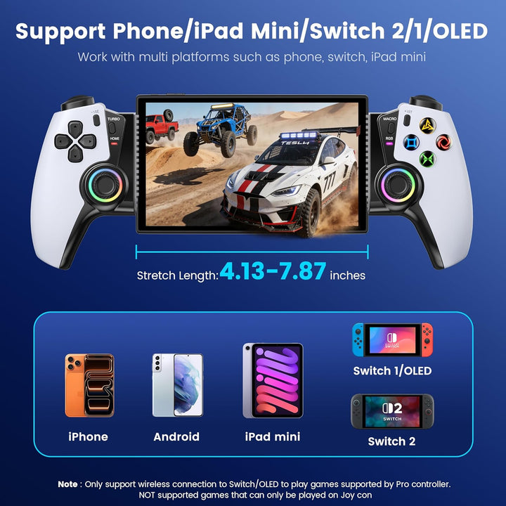 Bluetooth Handy Controller für PS Remote Play, Smartphone Controller für iPhone/Android mit Hall-Eff