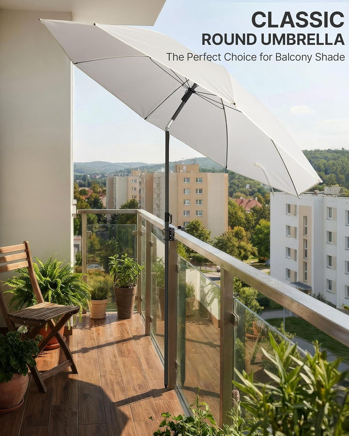 4smile Sonnenschirm Balkon Ø 180cm, Beige - Sonnenschirm Strand mit Hülle - Balkonschirm mit Knickfu
