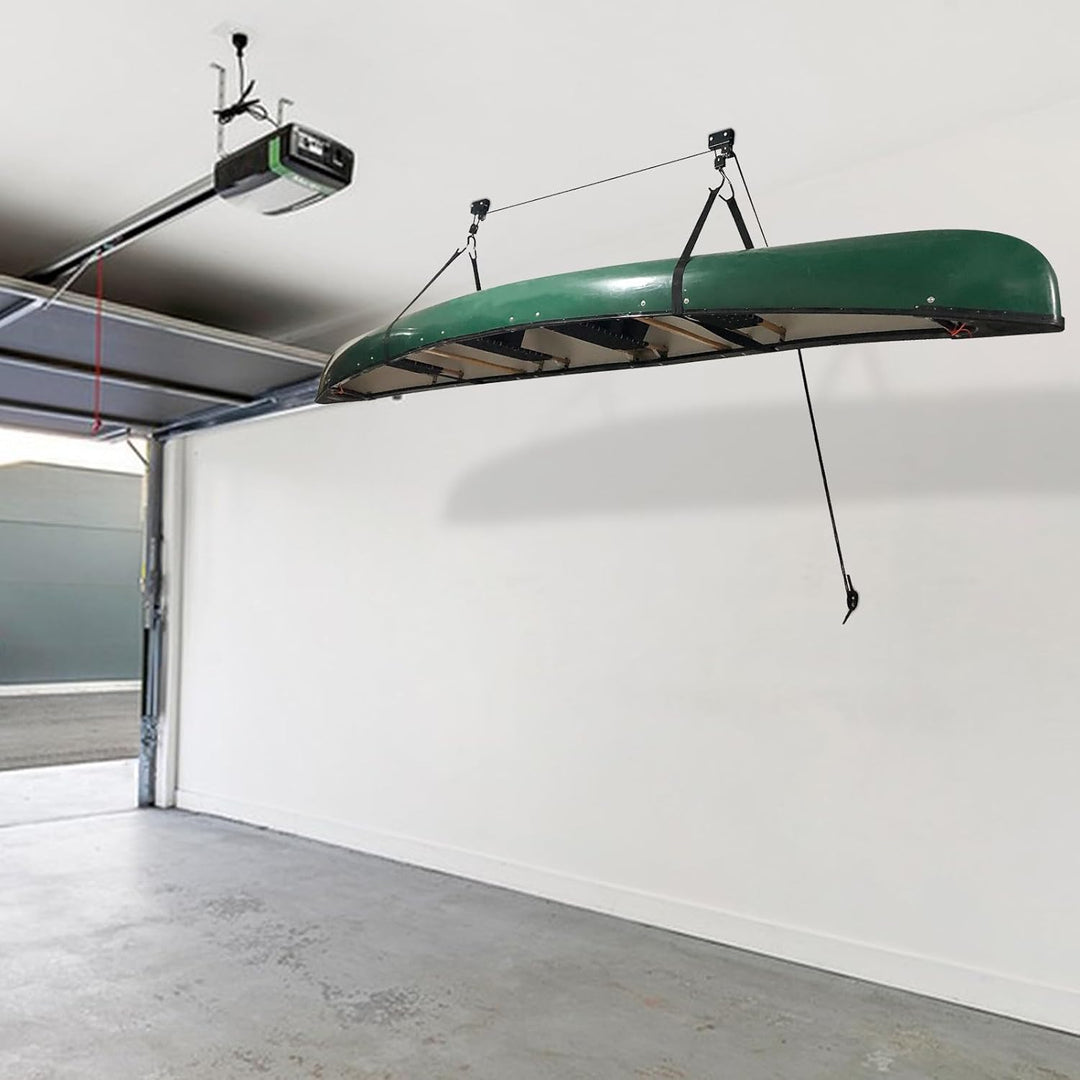 2 Stück Fahrrad Kajak-Hebebühne Deckenmontage, mit Haken und Seilzug, Kanufänger Garage Kajak Decken