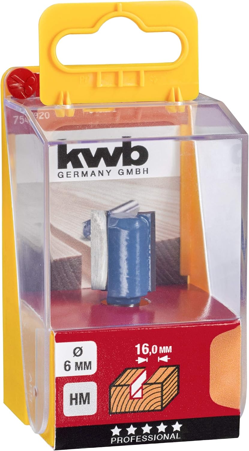 kwb HSS Nutfräser Ø 16 mm, hartmetallbestückt mit präzisem Spannschaft und optimierter Schneidengeom