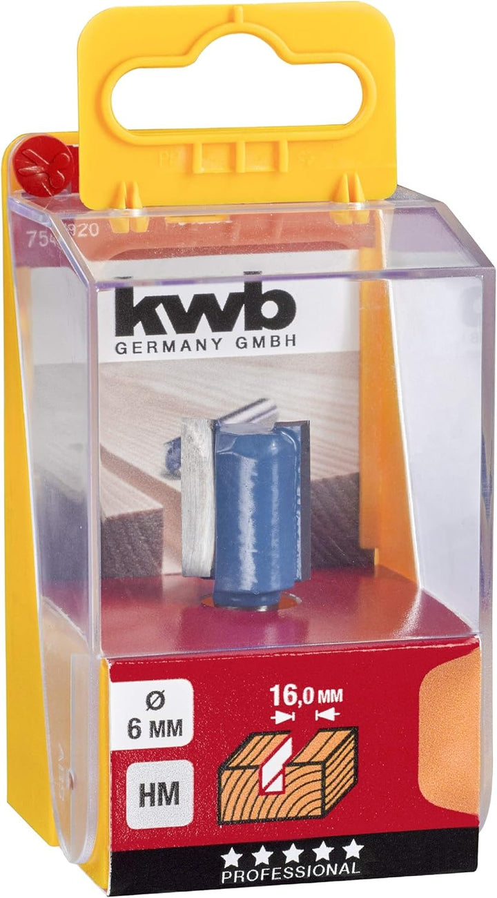 kwb HSS Nutfräser Ø 16 mm, hartmetallbestückt mit präzisem Spannschaft und optimierter Schneidengeom