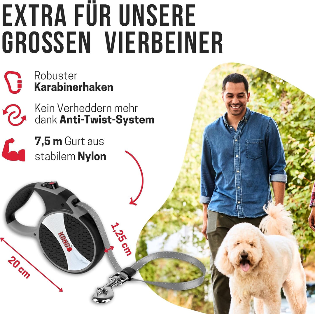 Alcott Kong Explore einziehbare Hundeleine, Grösse L, Rot, 61 cm lang, KNG EXP LG RD Rot/Ausflug, ei