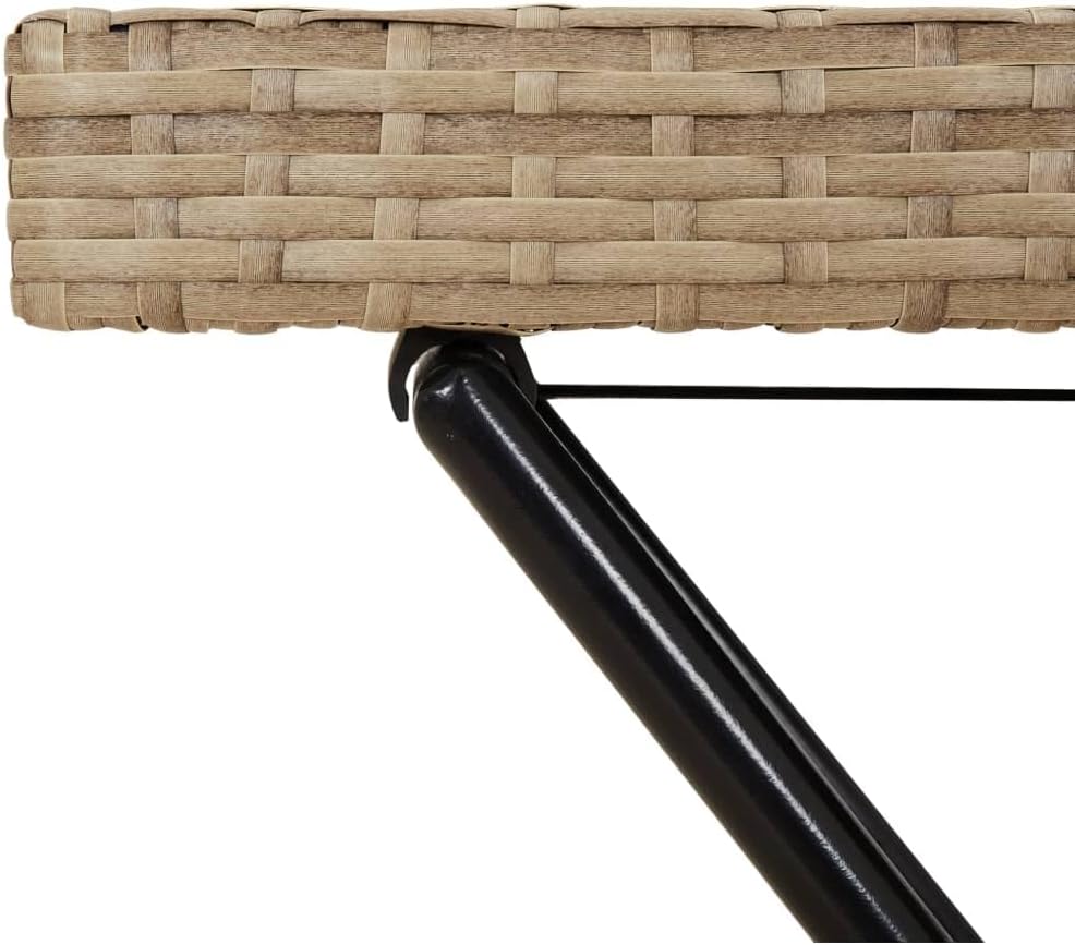 vidaXL Tabletttisch Klappbar Beige 65x40x75 cm Poly Rattan, Beige