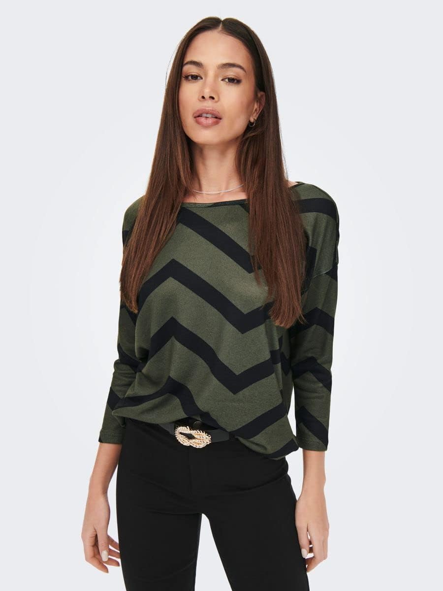 ONLY Female Top ONLELCOS Top | Top XS Deep Depths/Aop:geisha Black Zig Zag, XS Deep Depths/Aop:geish