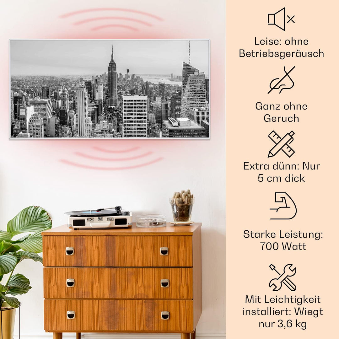 Klarstein Air Art Smart Infrarotheizung, Infrarot Heizung mit IoT/WiFi App-Steuerung, Erkennung Offe